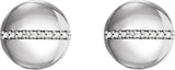 Platinum Round Natural Diamond Accented Circle Earrings - view 2