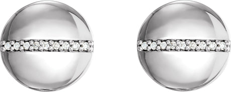 Platinum Round Natural Diamond Accented Circle Earrings - view 2