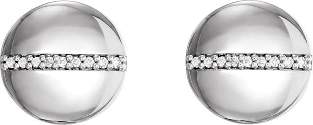 Platinum Round Natural Diamond Accented Circle Earrings - view 2