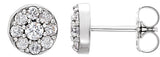 14K Gold Round Lab-Grown Diamond Cluster Earrings - White Gold