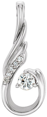 Platinum Round Natural Diamond Freeform Pendant