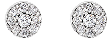 Platinum Round Natural Diamond Cluster Earrings – 2.7mm Stones - view 2