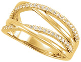 14K Gold Round Lab-Grown Diamond Criss-Cross Ring - Yellow Gold