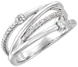 Platinum Round Natural Diamond Criss-Cross Ring – 2.4mm Stones
