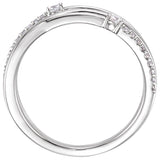 14K Gold Round Natural Diamond Criss-Cross Ring – 2.4mm Stones - White Gold - view 2