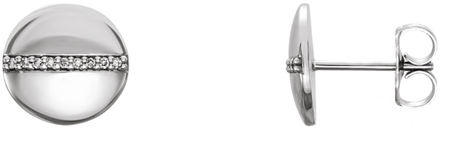 Platinum Round Natural Diamond Accented Circle Earrings