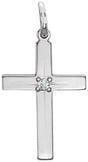 14K Gold Round Natural Diamond Cross Necklace or Pendant - White Gold