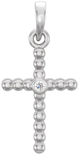 Platinum Beaded Cross Pendant