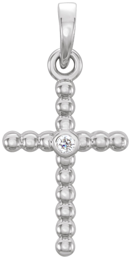 Platinum Beaded Cross Pendant