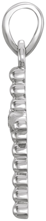 14K Gold Beaded Cross Pendant - White Gold - view 2