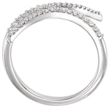 14K Gold Round Natural Diamond Bypass Ring – 0.9mm Stones - White Gold - view 2
