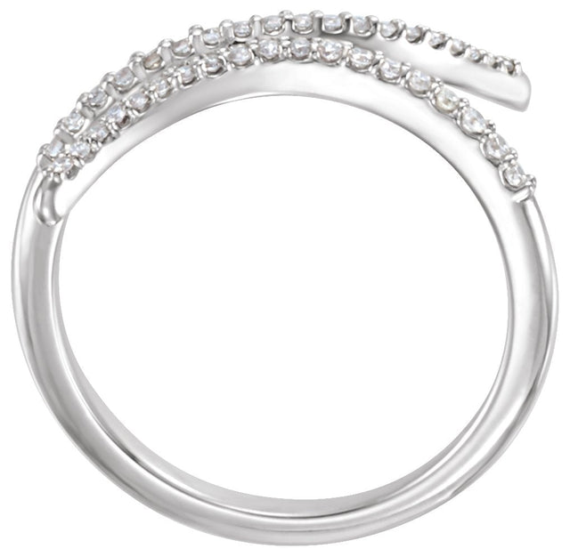 Platinum Round Natural Diamond Bypass Ring – 0.9mm Stones - view 2