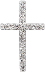 Platinum Round Natural Diamond Petite Cross Necklace or Pendant – up to 1/5 CTW