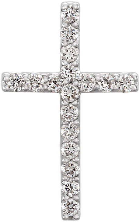 Platinum Round Natural Diamond Petite Cross Necklace or Pendant – up to 1/5 CTW