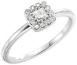 14K Gold Square Natural Diamond Halo-Style Ring – 3x3mm - White Gold