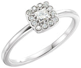 Platinum Square Natural Diamond Halo-Style Ring – 3x3mm