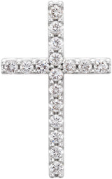 14K Gold Round Lab-Grown Diamond Petite Cross Necklace or Pendant – up to 1/4 CTW - White Gold