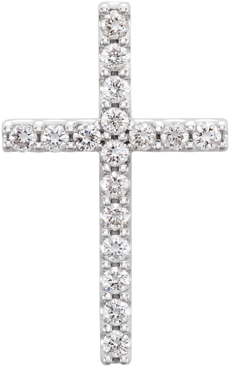 14K Gold Round Lab-Grown Diamond Petite Cross Necklace or Pendant – up to 1/4 CTW - White Gold