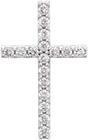 14K Gold Round Lab-Grown Diamond Petite Cross Necklace or Pendant – up to 1/4 CTW - White Gold