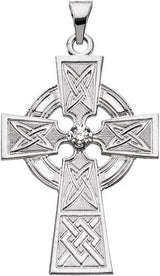 14K Gold Cross Pendant – 33x23mm - White Gold