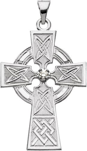 14K Gold Cross Pendant – 33x23mm - White Gold