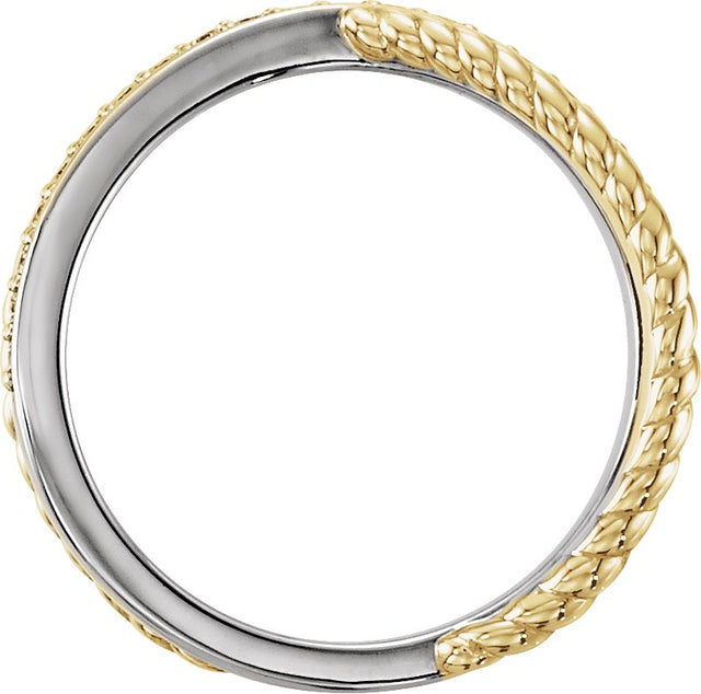 14K Gold Round Natural Diamond Criss-Cross Rope Ring - view 2