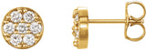 14K Gold Round Natural Diamond Cluster Earrings – 2.1mm Stones - Yellow Gold