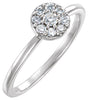 14K Gold Round Natural Diamond Cluster Ring - White Gold