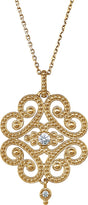 14K Gold Round Natural Diamond Granulated Necklace or Pendant