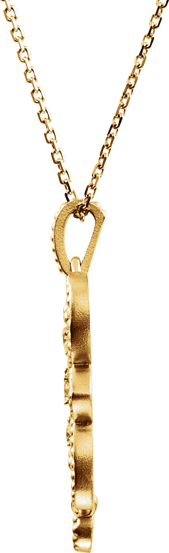 14K Gold Round Natural Diamond Granulated Necklace or Pendant – 1/8 CTW - view 2