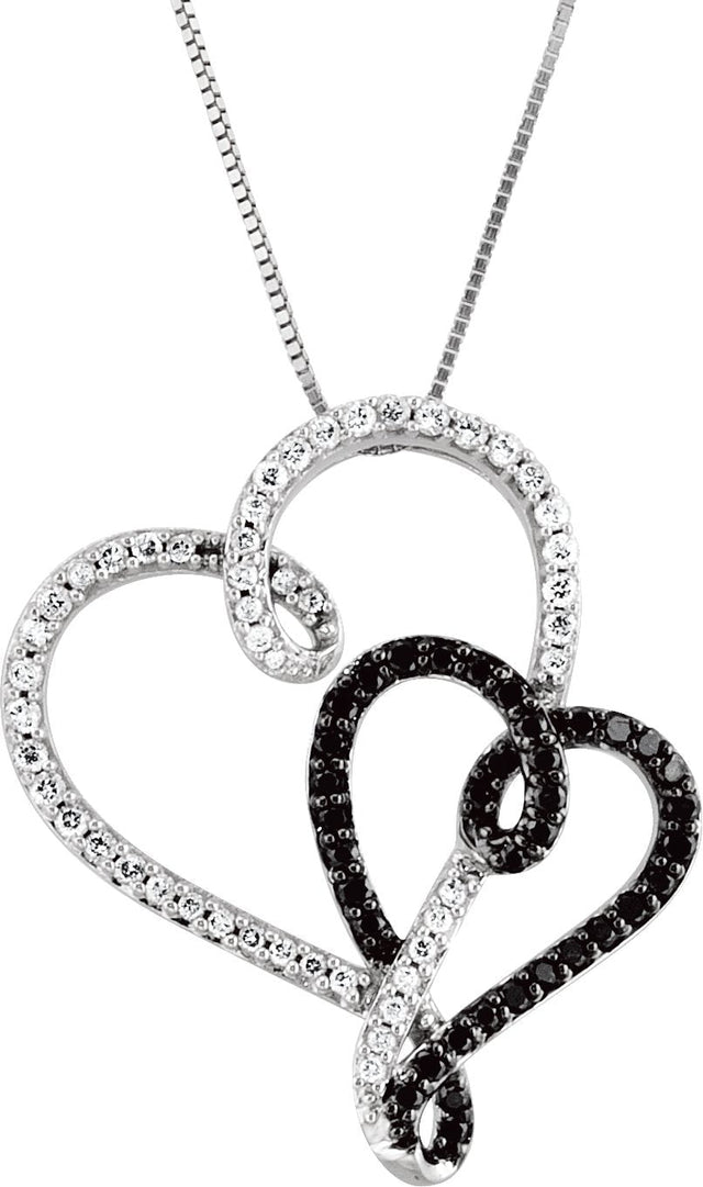 14K Gold Accented Double Heart Necklace