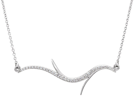 14K Gold Freeform Bar Necklace - White Gold