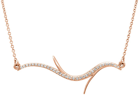 14K Gold Freeform Bar Necklace - Rose Gold