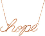 14K Gold "Hope" Phrase Necklace - Rose Gold