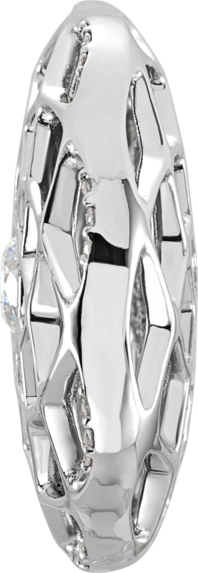 Platinum Round Natural Diamond Cage Pendant - view 2