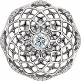 Platinum Round Natural Diamond Cage Pendant