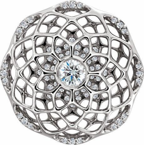 Platinum Round Natural Diamond Cage Pendant