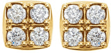 14K Gold Round Natural Diamond Cluster Earrings – 2.5mm Stones - Yellow Gold - view 2