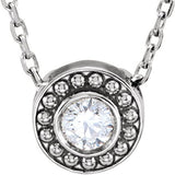 Platinum Round Natural Diamond Beaded Bezel-Set Necklace