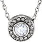 Platinum Round Natural Diamond Beaded Bezel-Set Necklace