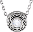 Platinum Round Natural Diamond Bezel-Set Necklace or Pendant
