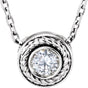 Platinum Round Natural Diamond Bezel-Set Rope Slide Pendant