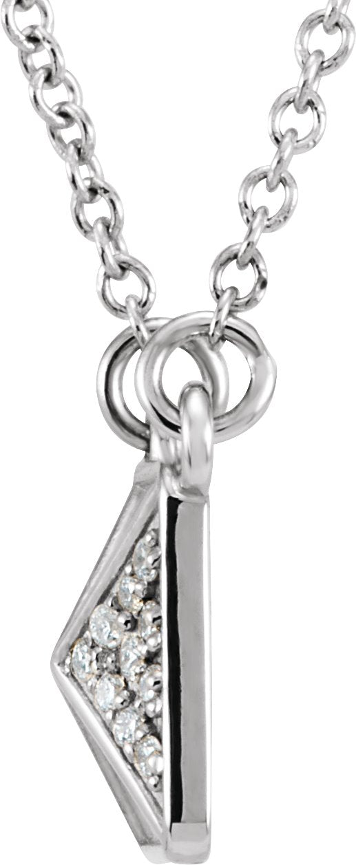14K Gold Pyramid Necklace - White Gold - view 2