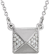 14K Gold Pyramid Necklace - White Gold