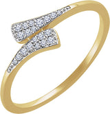 14K Gold Round Natural Diamond Accented Bypass Ring II - Yellow Gold