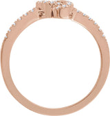 14K Gold Round Natural Diamond Knot Ring II - Rose Gold - view 2