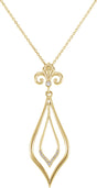 14K Gold Round Natural Diamond Fleur-de-lis Necklace or Pendant – 1.75mm Stones