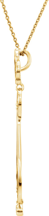14K Gold Round Natural Diamond Fleur-de-lis Necklace or Pendant – 0.08 CTW - view 2