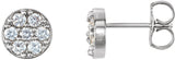 Platinum Round Natural Diamond Cluster Earrings – 2.1mm Stones