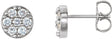 14K Gold Round Natural Diamond Cluster Earrings – 2.1mm Stones - White Gold